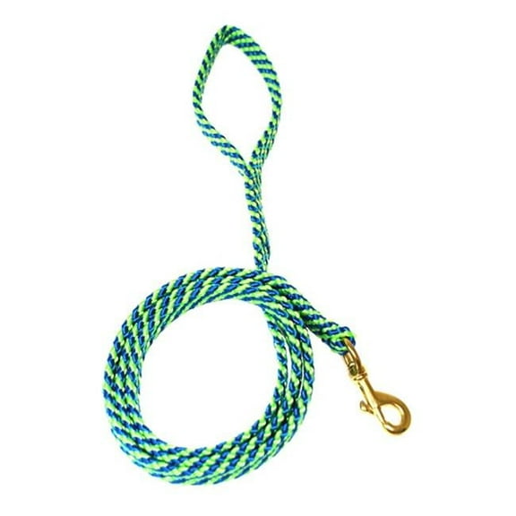 Lone Wolf 3644-LGB 0.62 in. Lone Wolf Flat Braided Rope Lead with Snap - Lime Green & Blue