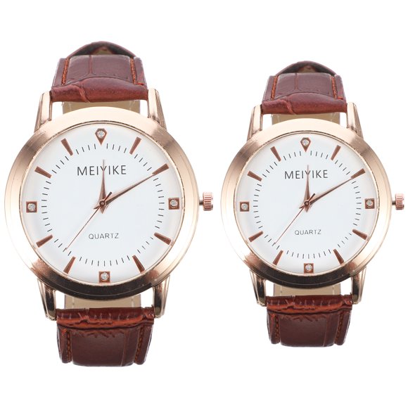 relojes elegantes para parejas con correa de cuero, reloj de pulsera informal para estudiantes y parejas (café)