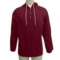 thumbnail image 7 of Mens Hoodie with Button Cotton Linen Lightweight Plain Pullover Drawstring Spring Summer Sweatshirt Tops (3XL, Wine), 7 of 7