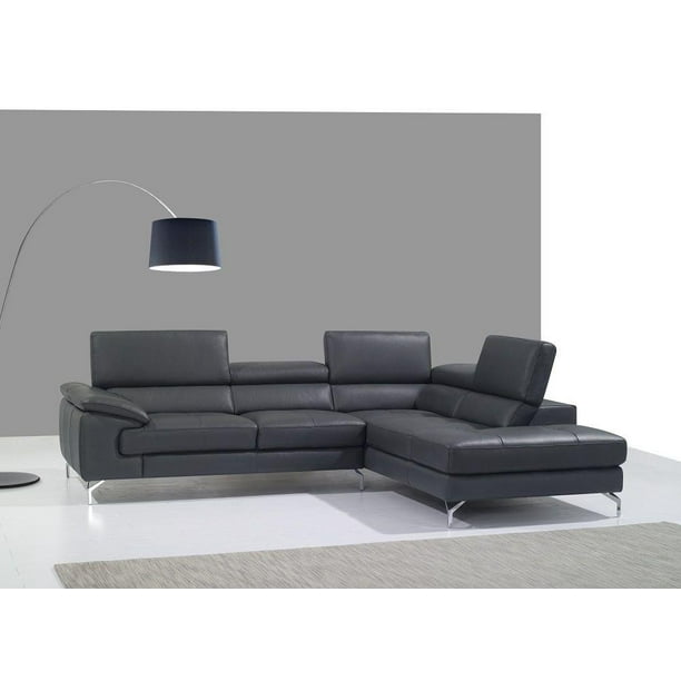Grey Full Top Grain Italian Leather Sectional Sofa Rhc J M A973 Contemporary Com Grey Full Top Grain Italian Leather, Full Grain Italian Leather Sectional Sofa