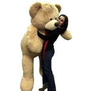 Personalized Big Plush Giant 6 Ft Teddy Bear Soft, Your Message Imprinted on Neck Ribbon Bow
