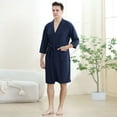 thumbnail image 3 of Robes for Men, PUTUO Mens Robe, Lightweight Soft Spa Nightgowns Pajamas for Men with Pockets, Blue, 3 of 7