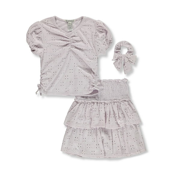 Derek Heart Girls' 3-Piece Tiered Skort Set Outfit Color: pink Size: 10