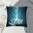 thumbnail image 2 of JRXY  White Lotus Decorative Throw Pillows Covers, Magic Glittering Lotus Flower Throw Cushion Cover Pillowcases for Bedroom Sofa Living Room, White Blue White, 2 of 5