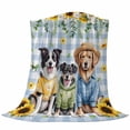 thumbnail image 6 of Spring Dog Blanket Soft Cozy Warm Throw Blanket for Couch, Plush Fuzzy Flannel Fleece Blankets for Sofa, Sunflower Daisy Botanical Blue Plaid Bed Blankets Lightweight Gifts for Women, 50"x60", 6 of 9