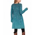 thumbnail image 4 of Floral Print Long Sleeve Dress V-Neck Tight Fitting Midi Bohemian Style Women's Straight Party Dress Elegant Office Work Dresses Turquoise 2XL, 4 of 5