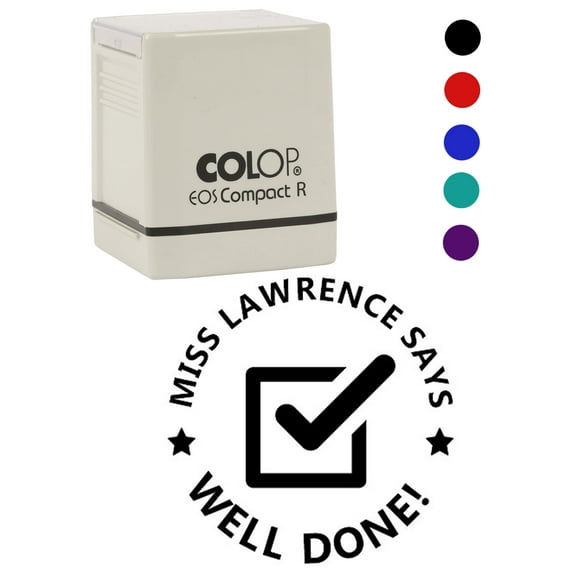 Printtoo Personalized Teachers Stamp Well Done! Teachers Name Self-Inking Rubber Stamp Applause For School Classroom & Homework Supplies,Black - 30 x 30 mm