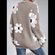 thumbnail image 4 of Suéteres para Mujer, Otoño, Bloque de Color, Acanalado, Volantes, Cuello en V, Corte Holgado, Suéter de Punto Y2k, Lindos Suéteres, Tops. Marrón S, 4 of 6