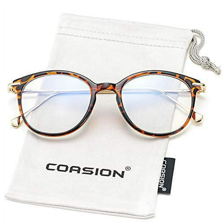 COASION Blue Light Blocking Glasses for Women Vintage Round Anti Blue Ray Computer Game Eyeglasses Tortoise Gold