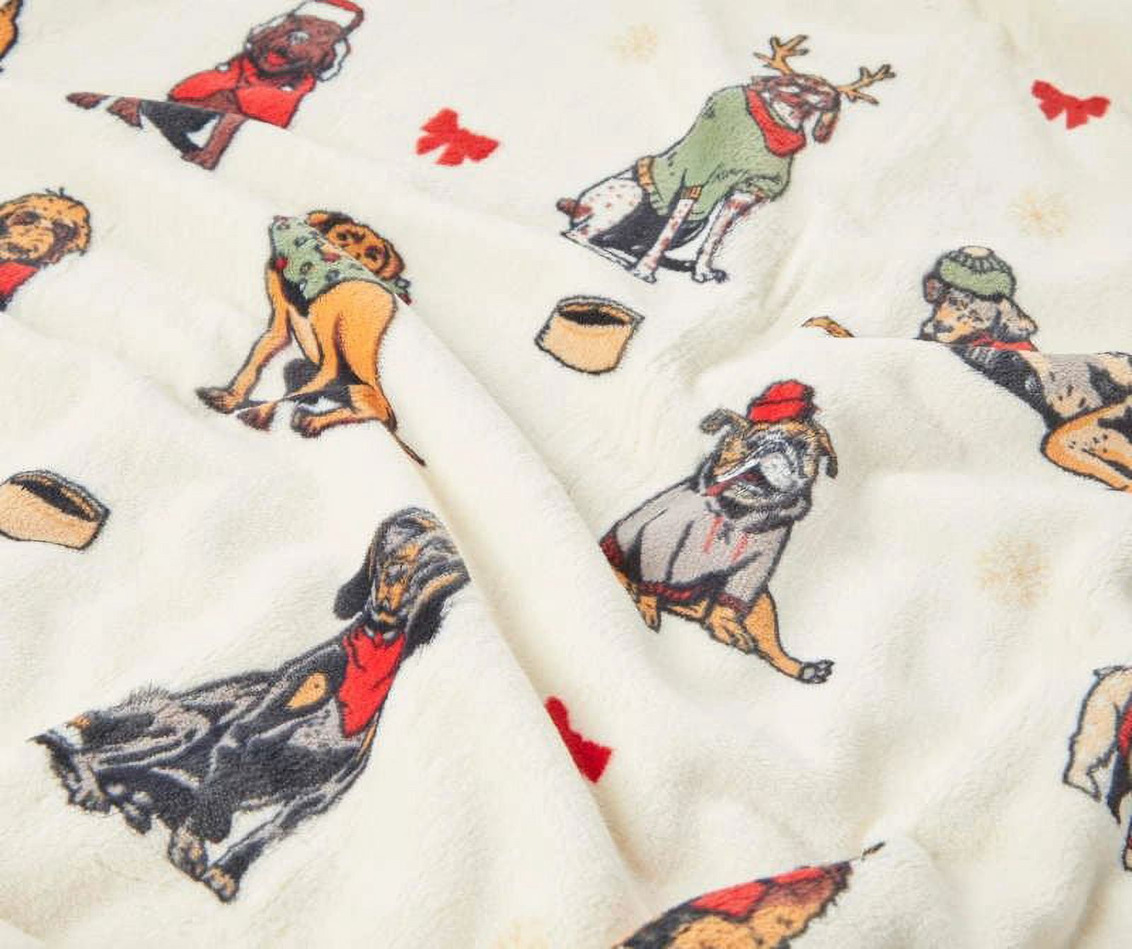 Broyhill Velvet Soft Plush Throw Blanket Polyester Dogs, Christmas 50 x 60 inches Multi-Color