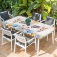 thumbnail image 2 of Happy Easter Table Cloths for 3 Foot Rectangle Tables, Spring Watercolor Bunny Eggs Flowers Beige Patio Waterproof Elastic Fitted Tablecloths, Washable Rectangular Table Cover for Camping, 2 of 8