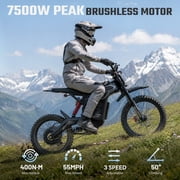BIBUFF GT600 Electric Dirt Bike for Adults, 7500W Peak Motor 55MPH, 72V 30Ah Battery 80+ Miles Range, Full Suspension Hydraulic Brakes, 19/17 Tires, Off-Road e-Motorcycle UL2849