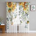 thumbnail image 3 of Sheer Curtains 96 inches Long, Sage Green Eucalyptus Leaves Sunflowers Floral Light Filtering Sheer Window Curtains Rod Pocket Voile Drapes for Bedroom Living Room, 52"W x 96"L 2 Panels, 3 of 7