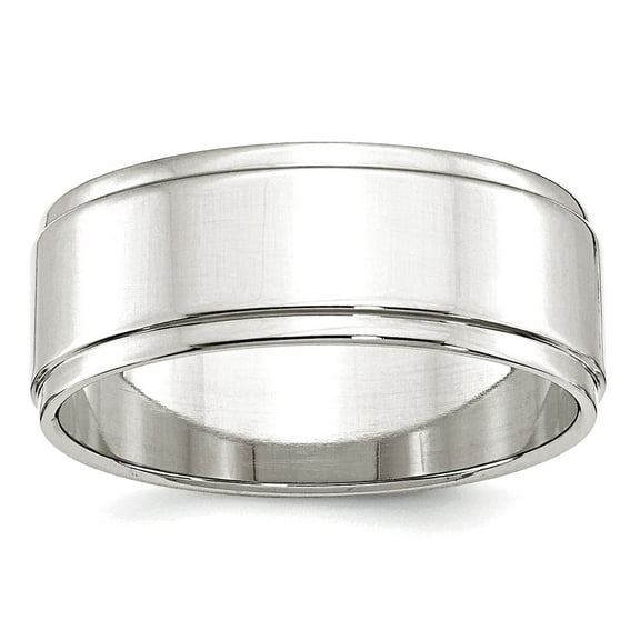 925 Sterling Silver Polished Flat Band 8mm Flat With Step Edge Size 7 Band Ring Ring for Women and Men