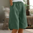 thumbnail image 2 of Comdrip Womens Wide Leg Shorts! Cotton Linen Shorts for Women Loose Fit Knee Length Shorts Casual Wide Leg Elastic Waist Workout Shorts Wide Leg Shorts for Women Green XL, 2 of 9