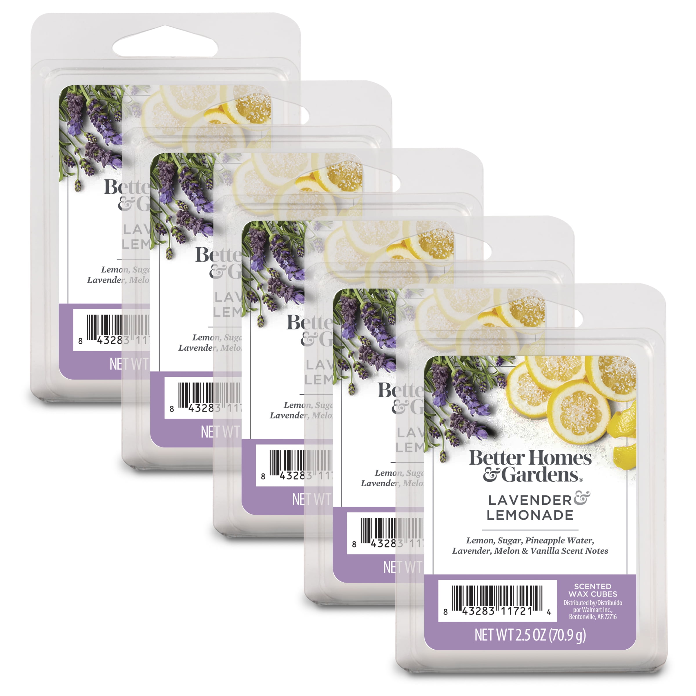 (5 pack) Lavender Lemonade Scented Wax Melts, Better Homes & Gardens, 2.5 Oz (5-Pack)