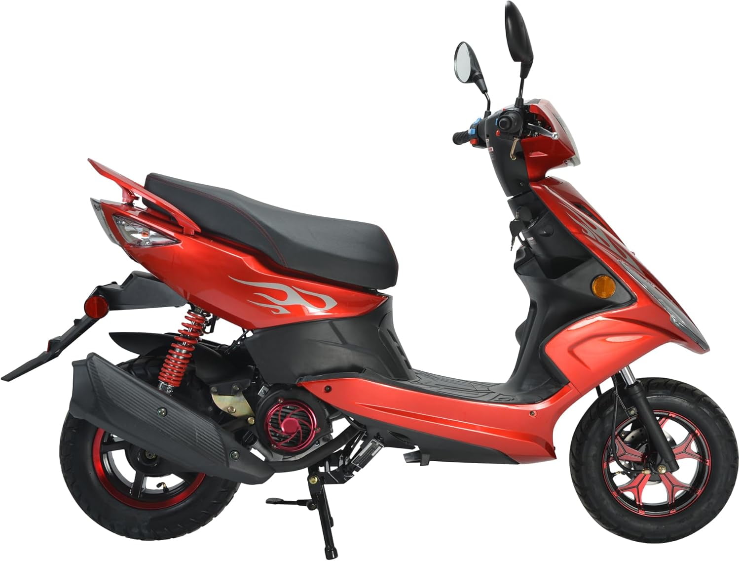 HHH Wave 150cc Fully Automatic Gas Street Scooter Moped for Adults 150cc Street Bike with 10" Aluminum Wheels - Red