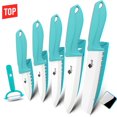 thumbnail image 1 of Myvit Ceramic Knives Set for Kitchen,5Pcs Paring Knifes with Cover, 6" Serrated,6",5",4",3" in Blue,a Peeler, 1 of 6