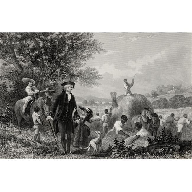 Washington At Mount Vernon USA George Washington 1732-1799 First President of The United States From A 19th Century Poster Print, Large - 34 x 22