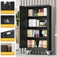 thumbnail image 5 of 61''H Metal Garage Storage Cabinet with Wheels,Steel File Cabinets with 2 Doors and 3 Adjustable Shelves for Home Office, Warehouse, Required Assembly,Black, 5 of 14