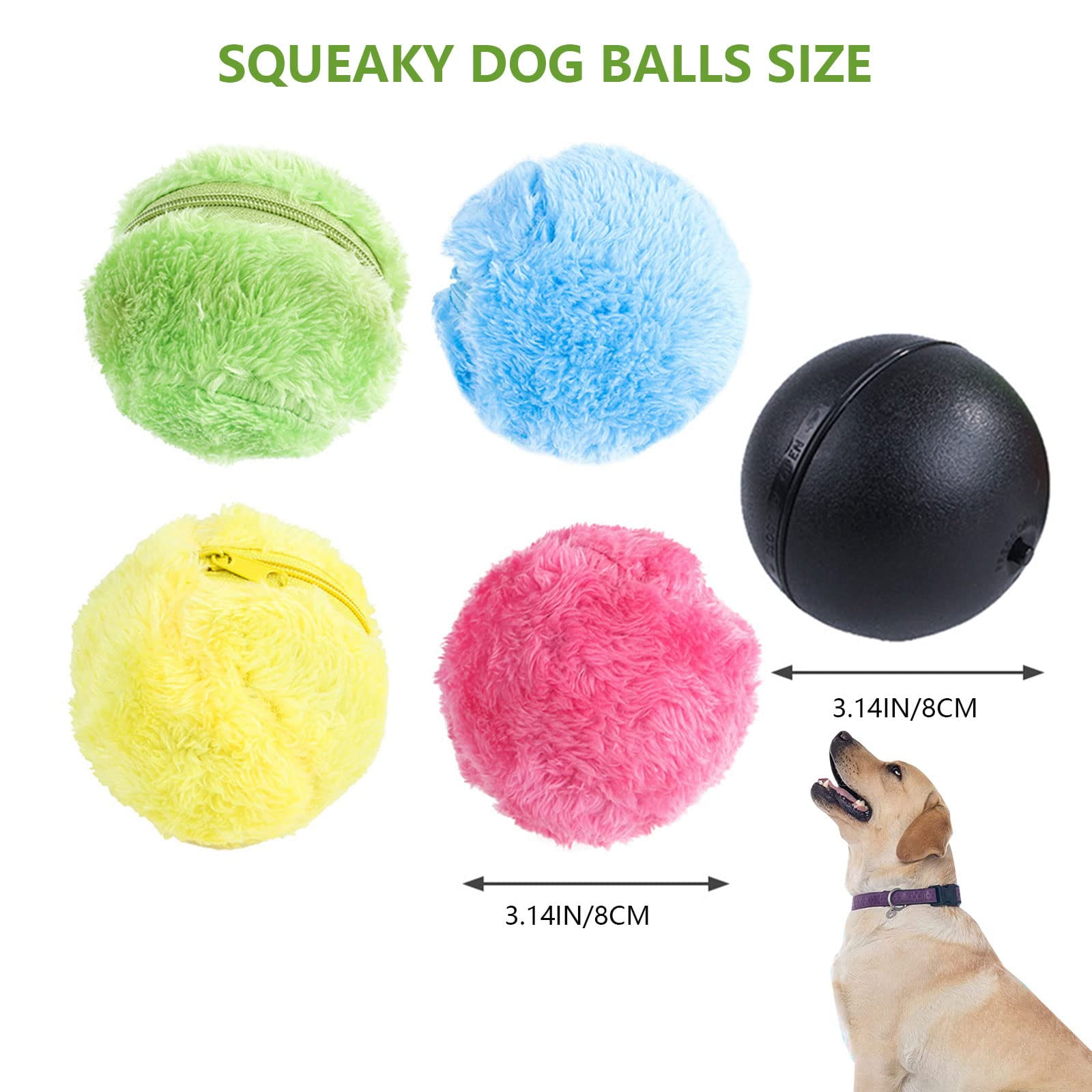 Petbobi Interactive Dog Toys Ball Self Moving Rolling Balls Plush Dog Toys  for Small and Medium Dogs, Mohican Bobby