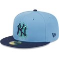 thumbnail image 3 of Men's New Era Light Blue/Navy New York Yankees Green Undervisor 59FIFTY Fitted Hat, 3 of 5
