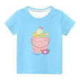 thumbnail image 2 of piuwrlz Easter outfits Short Tops Sleeve Shirts for Girls Boy Printed Round Neck Tops Shirt Undershirts Sky Blue Size 4 Years, 2 of 4