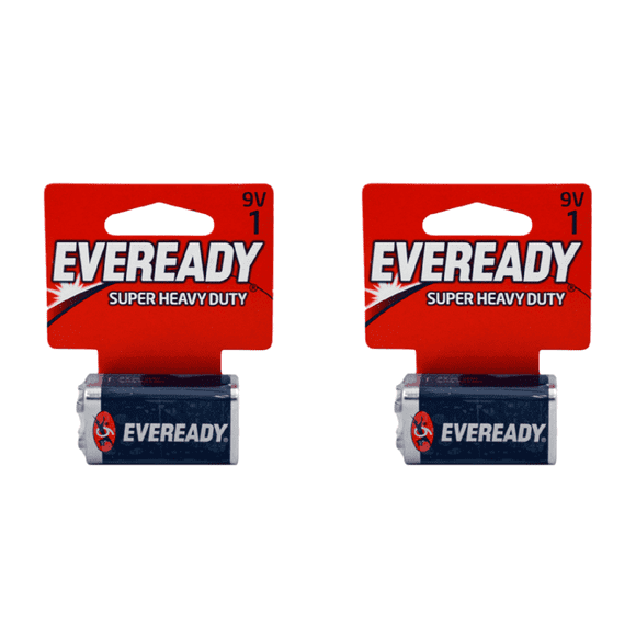 9V 1 Eveready Super Heavy Duty Carbon Zinc Batteries Pack of 2