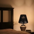 thumbnail image 7 of FSLiving Yellow Hand-Made Clay Pot Table Lamp Rechargeable Battery Operated RGB Bulb by Remote, Wireless Mushroom Natural Rattan Black Cone Shade for Bedroom, Console, End Table, 7 of 7