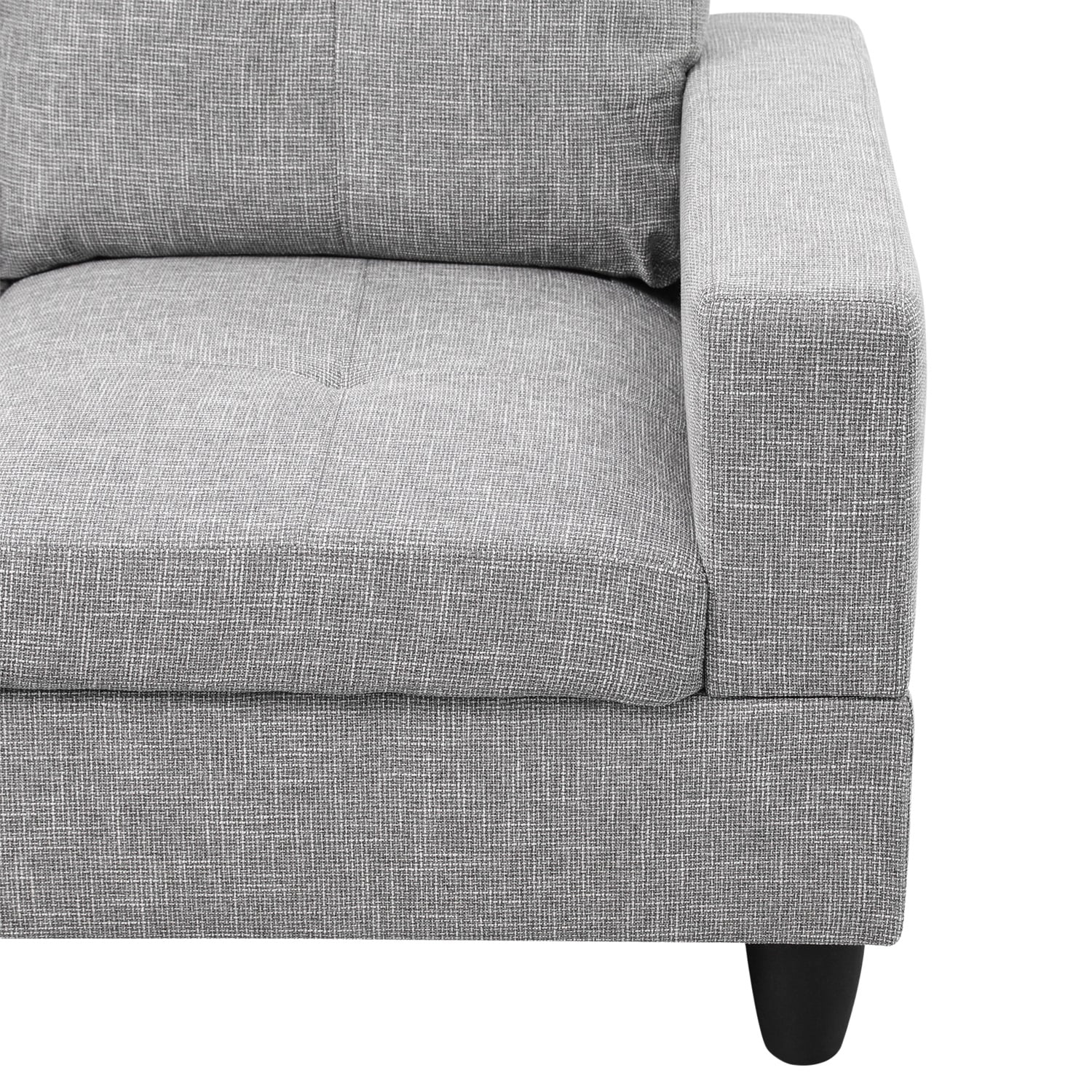 Hommoo Linen Sectional Sofa, 4 Seat Living Room Furniture Sets, Modern L-Shaped Couches and Sofas Set for Home, Light Grey(No Ottomans)