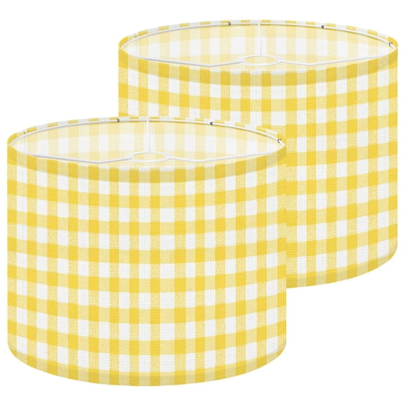 Lampshades 2 Pack Gingham seamless Plaid yellow white 13"x13"x10" Light Shade for Table Lamps Floor Lamp Shades Lampshade Replacement Easy Assembly
