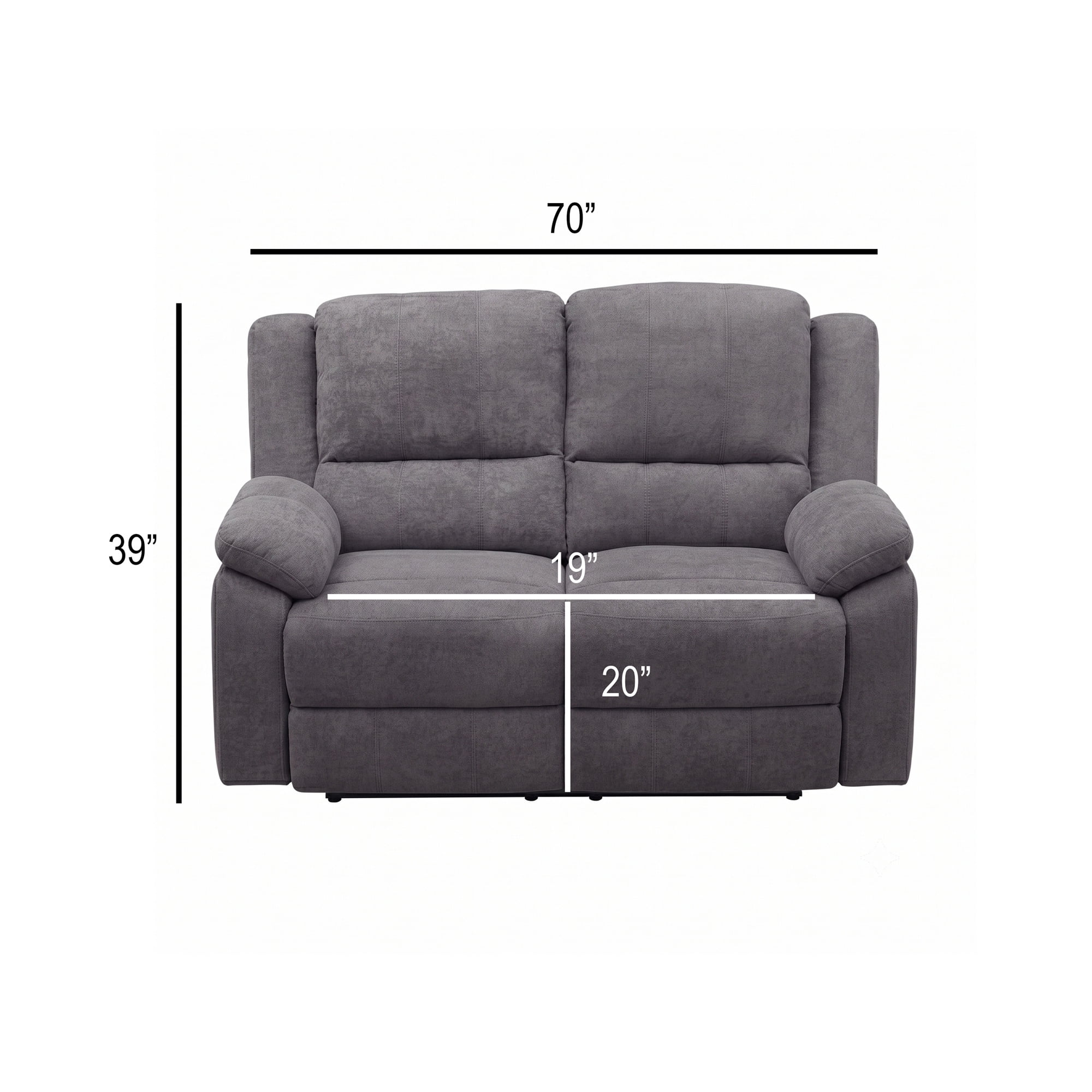 Grey 2-Seat Reclining Loveseat - Modern Microfiber Couch