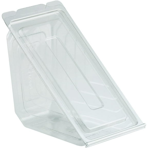 Sandwich Wedge Packaging Clear Base PET Plastic Hinged - 6 1/2"L x 3"W x 3 1/4"H 250 Per Roll
