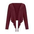 thumbnail image 4 of Staron Women's Short Sleeve Wrap Cardigan Yoga Cover Up Casual Cropped Top with Hood Comfortable Sports Leisure Tops, Wine M, 4 of 7