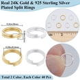 thumbnail image 2 of 1 Box 80Pcs Split Jump Ring 8mm 24K Gold and 925 Sterling Silver Plated Double Loops Rings Crafts, 2 of 8