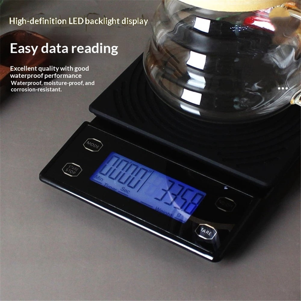 Espresso Scale with Timer 3kg/0.1g Accuracy Coffee Bean Scale Digital Pour Over Coffee Scale Portable Suitable for Coffee Lovers and Baristas