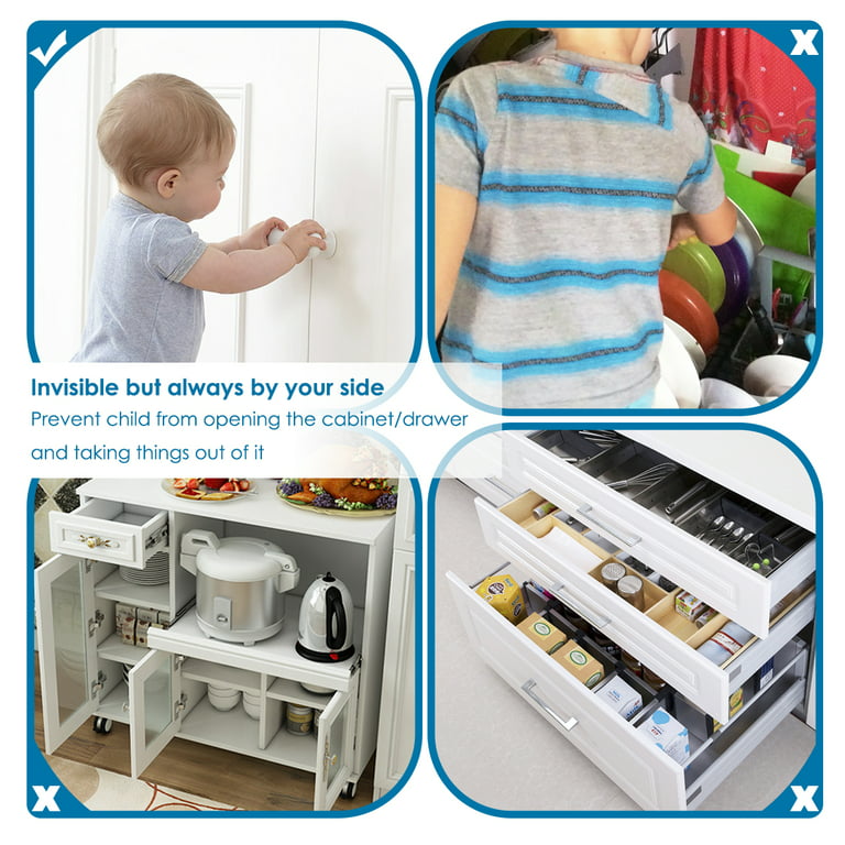 Tqs Magnetic Cabinet Locks Toodler Baby Proofing Safe Kitchen Cabinets Hook - No Draw No Drilling No Pinched Finger[4-Lock 1-Key]