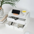 thumbnail image 5 of White Wood Desk Organizer with 3 Drawer, Mini Cute Cabinet with Storage Shelf for Tabletop, Small Desktop Box Organizer for Cosmetic Office Supplies, 5 of 15