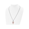 thumbnail image 3 of Mens Stainless Steel Polished Wood Inlay Cross Pendant Necklace with Chain for Men, 3 of 5
