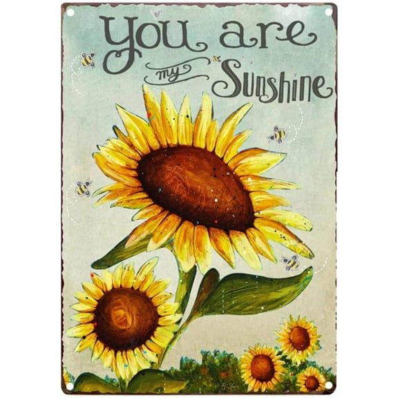 You are My Sunshine Retro Vintage Metal Sign Sunflower Bathroom Decor Rustic Farmhouse Country Home Wall for Living Room Bedroom Decoration 8X12Inch