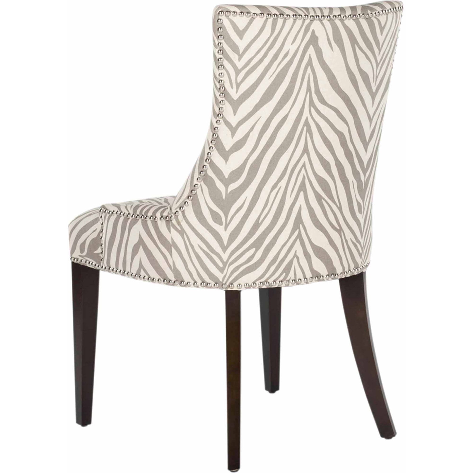 SAFAVIEH Becca 19" H Transitional Glam Upholstered Dining Chair, Grey Zebra