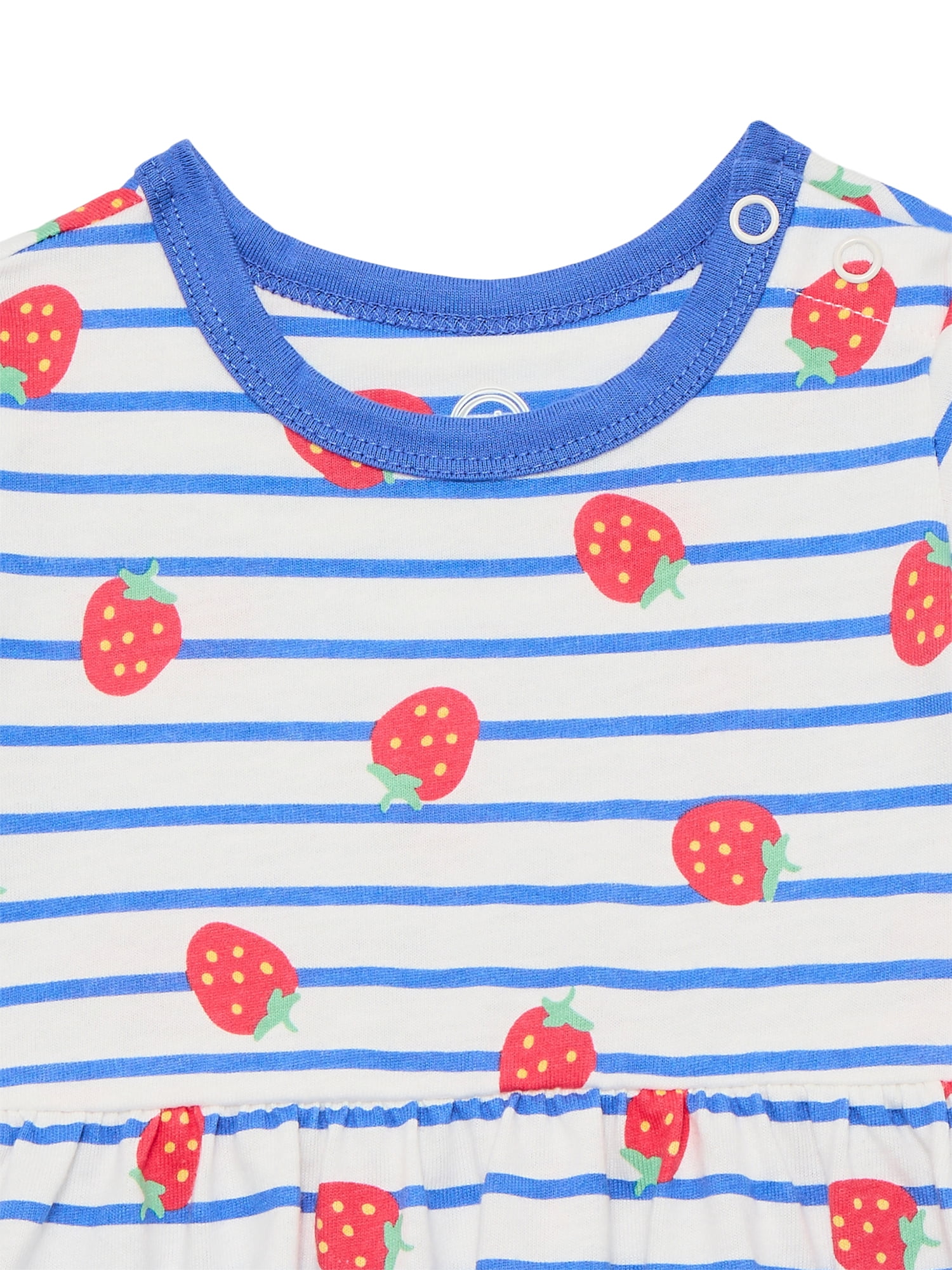 Wonder Nation Baby Girls Dress with Short Sleeves, Sizes 0-24 Months