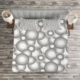 thumbnail image 3 of Ambesonne Retro Quilted Bedspread Set 3 Pcs, Grey White Balls Rounds, Queen Size, Grey White, 3 of 3