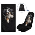 thumbnail image 5 of Xixirimido Car Seat Cover Front Seat Sweat Towel Bucket Seat Covers for Cars SUV Trucks for Gym Workout Running Swimming Beach Hiking, Bernese Mountain Dog Black, 5 of 8