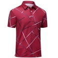 thumbnail image 1 of Sponeed Dry Fit Golf Shirts for Men - Short Sleeve Mens Printed Polo Shirt Red M, 1 of 6