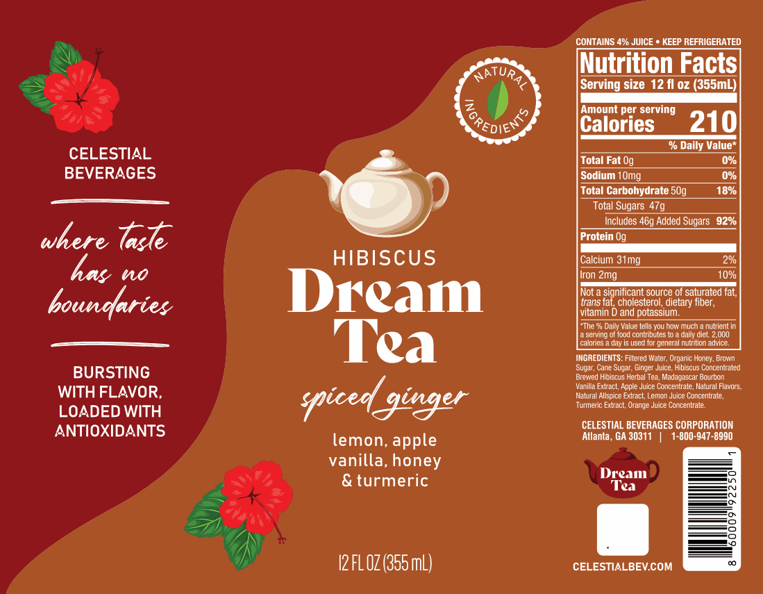 Hibiscus Dream Tea - Premium Health Herbal Turmeric Ginger Blend All Natural Ingredients - 12 Pack
