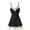 Black, variant on Women's Satin Nightgown Silk Slip Dress Sleepwear Sexy V Neck Short Nightwear Hot Pink XL