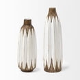 thumbnail image 2 of HomeRoots 397516 14 in. Rustic 3D Oval Points Brown & White Ceramic Vase, 2 of 5