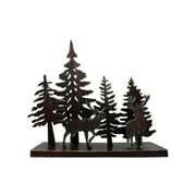 Trees & Deer On Stand 12.75x12x4 Metal