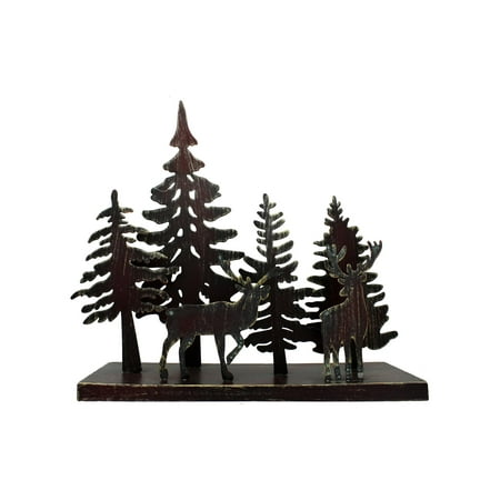 Trees & Deer On Stand 12.75x12x4 Metal